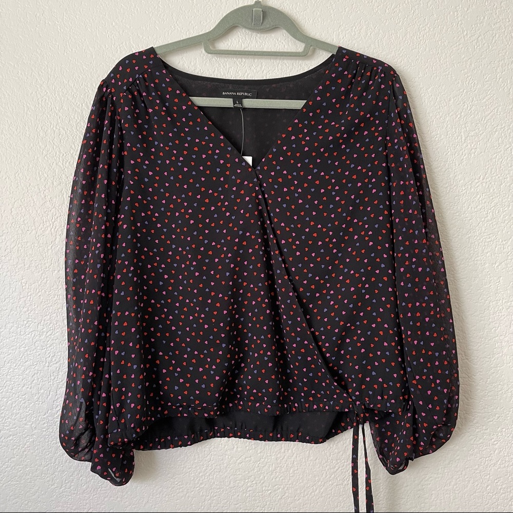 Banana Republic heart print balloon-sleeve blouse
